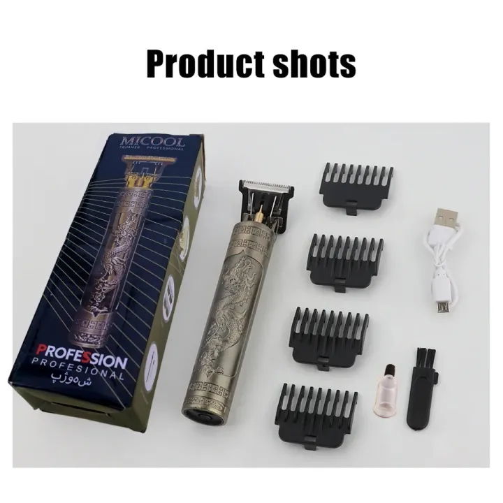 Vintage T9 Hair Cutting Machine Hair Clipper Professional Cutter Trimmer for Men Cordless Beard Trimmer USB for Barber Dragon