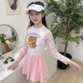 Girl Swimsuit Quick-Drying 2024 Split Smaller and Big Kids' Swimwear Skirt Long Sleeve Children's New Primary and Secondary School Students Sun Protection. 