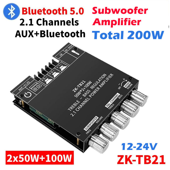 Carte Amplificateur Bluetooth 5.0 2.1 Canaux Sxhlseller - 2x50W + 100W Subwoofer, Alimentation DC 12-24V, Pour Enceintes DIY