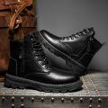 【WEJA】Men Martin Boots Hight-top Zipper Martin Boots Casual Shoes Soft Breathable Ankle Boots. 