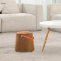 Portable Round Ottoman Footstool Pouf with Handle Sofa Tea Stool for Bedroom. 
