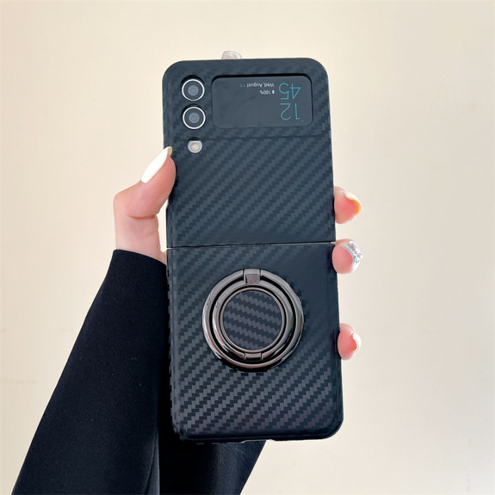 HOCE%20Carbon%20Fiber%20Pattern%20Ring%20Holder%20Phone%20Case%20for%20Samsung%20Galaxy%20ZFlip%205%20ZFlip%204%20ZFlip%203%20Cases%20with%20Ring%20Bracket%20Shockproof%20Hard%20Cover%20-%20Image%205