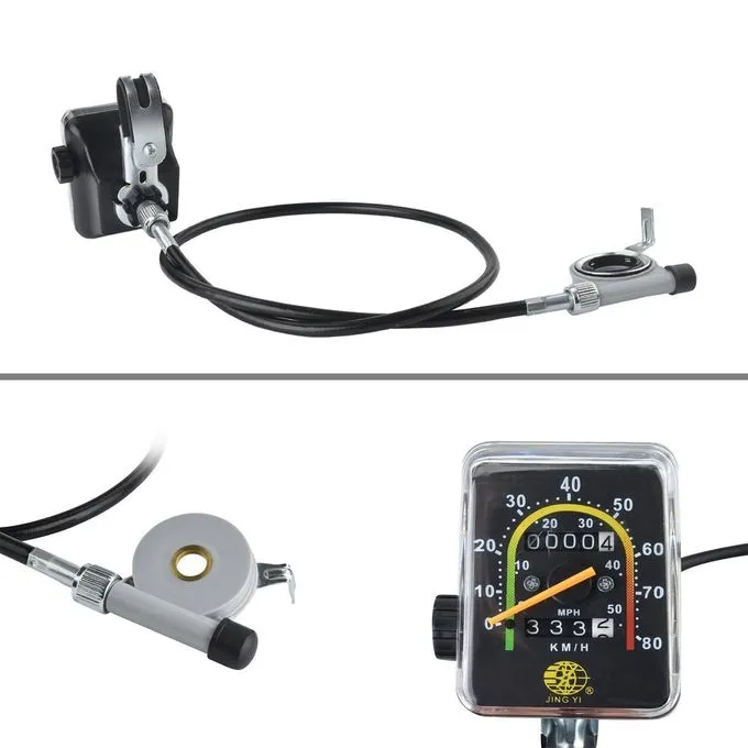 Classic Black Analog Speedometer Odometer – Mechanical Bike Computer, Resettable