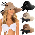 Yfashion Straw Hat Korean Style Sun Hat Women'S Fashion Hollow Hat Summer Travel Foldable Sun Hat Big Brim Bow Straw Hat Wholesale. 