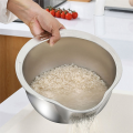 Rice Washer Strainer Bowl Stainless Steel Rice Washing Bowl Rice Colander Fruit and Vegetable Strainer Kitchen Tool A. 
