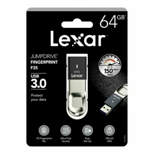 Lexar JumpDrive Fingerprint F35 USB 3.0 Flash Drive - 128GB - BRAND NEW