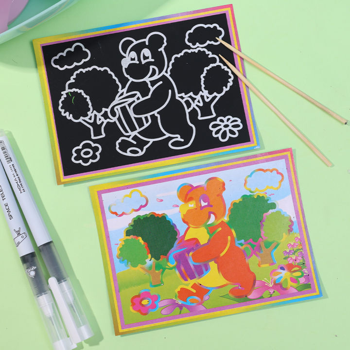 1/3/5PCS%20DIY%20Children%20Art%20Painting%20Scraping%20Paper%20Rainbow%20Pape%20Graffiti%20Book%20Colorful%20Child%20Scraping%20Painting%20Kids%20Gift%20-%20Image%206