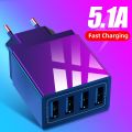 Universal 4 Ports USB Charger Travel 5V/5.1A Phone Adapter Smart Charging Head For iPhone Samsung Smart Phone USB Fast charger. 