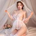 Plus Size Lingerie Wedding Dress Bride Cos Uniform Transparenactualt Lace Romantic White Bride Porno Outfit Sheer Maid Nightgown. 