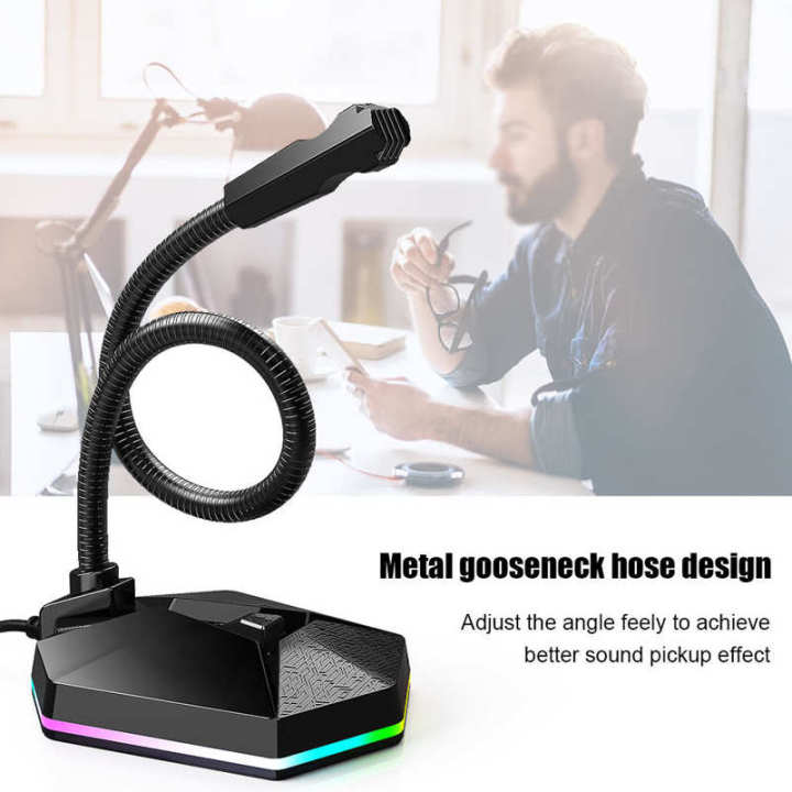 PC Microphone Computer RGB USB Bendable 360 Degree Omnidirectionnel ...