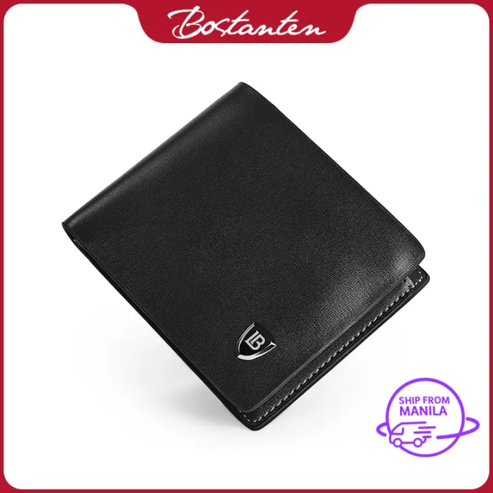 【ZIME】Bostanten Men's Cow Leather Bifold Wallet with Deluxe  Flip Pocket (Black)