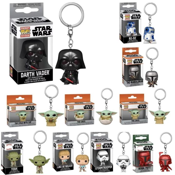 funko pop keychain Keychain 15 Styles PRINCESS LEIA BOBA FETT the Mandalorian YODA Keychain Toys Vinyl Figure PocketBalloons