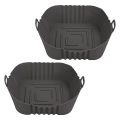 Air Fryer Silicone Pot, 8.5Inch Reusable Air Fryer Liners Square Air Fryer Accessories, Silicone (2 x Blue). 