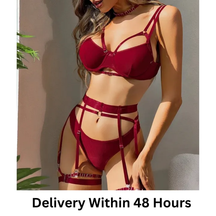 Lace Up Bra And G-String Set main image 1