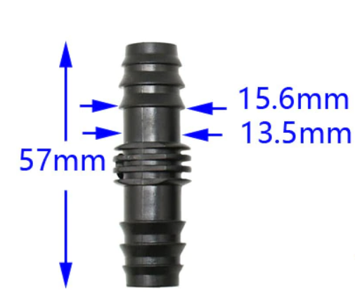 Straight connector 16mm Garden Micro drip Irrigation Water Connectors Pipe Fittings Water green hose. Gardening accessory barbed 16 mm conecter conector. (2Pcs)