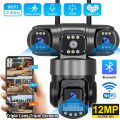 WiFi Triple Lens Camera Outdoor 12MP 6K Triple Lenses Triple Screens Security Video Monitor Night Vision V380 Pro Waterproof CCTV Cameras. 