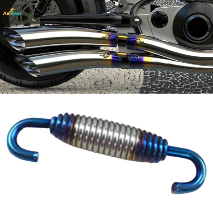 Motorcycle Exhaust Pipe Spring Accessory 304 Stainless Steel 58mm Blue Argent