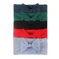 5Pcs/Set Newborn Baby Hair Accessories Solid Color Nylon Elastic Bows Knotted Baby Headband Girls Turban Girl Headbands. 