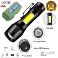 XPE COB LED Flashlight Adjustable Focus Camping Torch Pen Clip Light. 