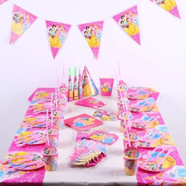 paper%20plates%20Disney%20Princess%20Theme%20Disposable%20Tableware%20Girl%20Birthday%20Party%20Decoration%20Paper%20Plates%20Cups%20Banner%20Kids%20Baby%20Shower%20Favors%20SetParty%20Tableware%20-%20Image%203
