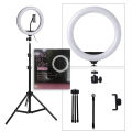 10 Inch Selfie Ring Light, LED Ring Light with Tripod Mount and Phone Holder, Desktop Circle Light for YouTube Video, TikTok, Live Stream, Makeup - Beauty Ring Light for iPhone and Android cell phone. 