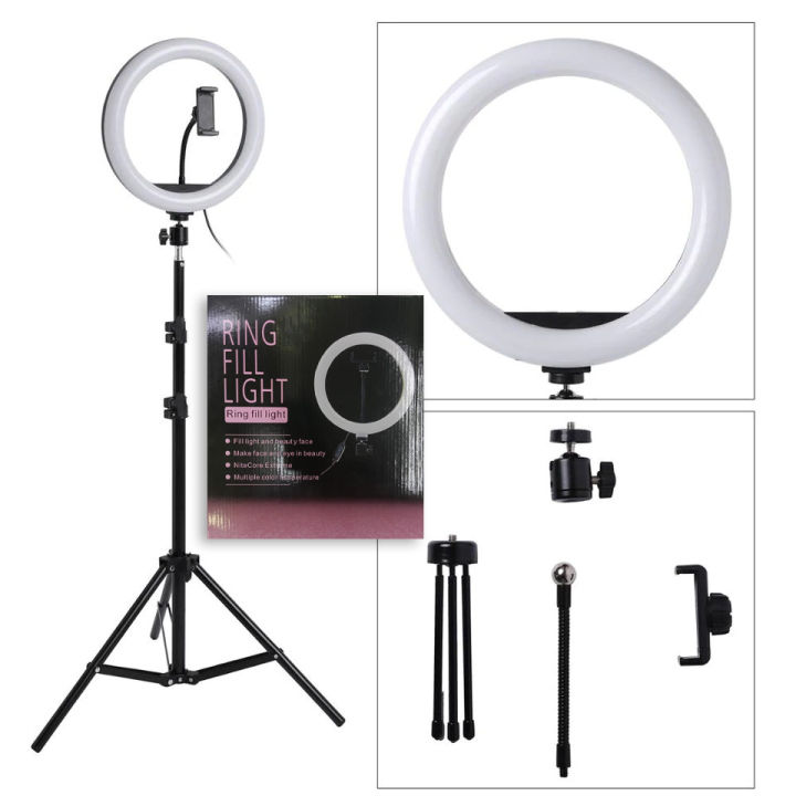 10 Inch Selfie Ring Light, LED Ring Light with Tripod Mount and Phone Holder, Desktop Circle Light for YouTube Video, TikTok, Live Stream, Makeup - Beauty Ring Light for iPhone and Android cell phone