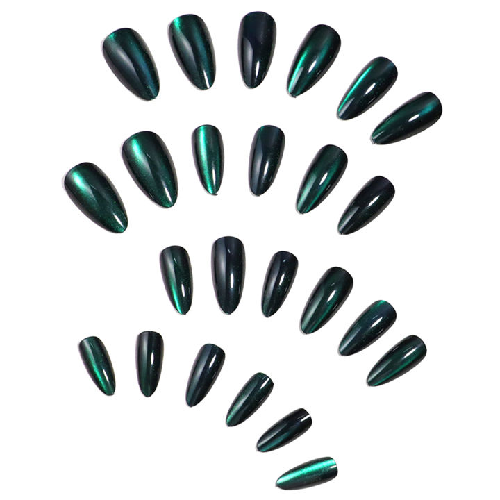 JIA-881%2024pcs%20Blue%20Green%20Cat%20Eyes%20False%20Nails%20for%20Women%20Glossy%20Manicure%20-%20Image%202