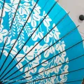 Japanese Printed Paper Wooden Parasol/Umbrella - Blue. 