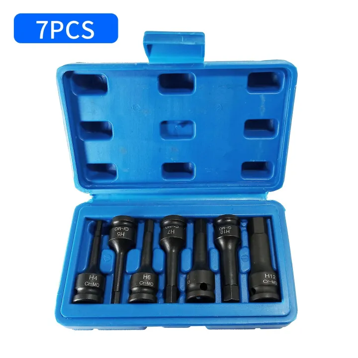 KOGEEK 7pcs Impact Socket Bit Set 3/8-inch Drive Chrome Molybdenum Steel Hex Key Socket Metric Allen Bit Impact Spline Socket Bit Set (4mm-12mm)