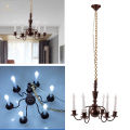 European Modern Classic Farmhouse Ceiling Light Fixture 6 Lights Hanging Chandelier for 1:87. 