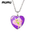 2022 New Tinkerbell Heart Necklace Fairy Glass Printed Photo Pendant Handmade Jewelry S Children. 