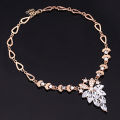 Women's Wedding Bracelet Necklace Jewelry Set Clear Crystal Statement Ring Earrings. 