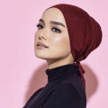 Women Hat Inner Cap Stretch Under Hijab Jersey With Rope Head Hood. 