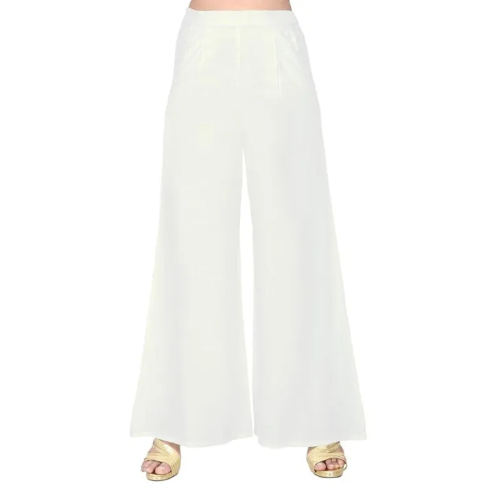 Women's White Viscose Palazzo Pants