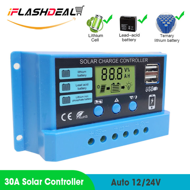 iFlashDeal%2030A%20Solar%20Panel%20Controller%20Solar%20Charge%20Controller%2012V/24V%20Adjustable%20LCD%20Display%20Solar%20Panel%20B-attery%20Regulator%20With%20USB%20Port%20Auto%20PWM%20Controllers%20Intelligent%20System%20Charging%20Controller%20For%20Home%20-%20Image%206