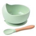 Food Grade Silicone Baby Feeding Bowl Set Solid Color Waterproof Kids Feeding Bowl with Spoon Children Tableware Dinnerware Set. 