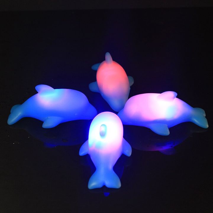 Baby Dolphin Bath Toys Kids Led Lighting Up Beach Toys Water Glowing Floating Toy for Children Luminous Swim Rubber Ducks Toys