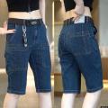 Men's Straight Summer Pocket Pants Stretch Six Or Seven Points Loose Men's Thin Breeches 2023 Denim Shorts Pants. 