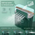 USB Water Mist Fan 7 Colors LED Light Humidification Desk Fan-B. 
