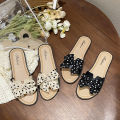2023New Internet Hot Slippers Women's Summer Wear Fashionable Non-Slip Wear-Resistant New All-Match Bow Flat-Heeled Slippers. 