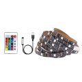 5m USB LED Strip Light 5V RGB Waterproof Black PCB 5050 Led Strip Light Tape PC TV Backlight Remote Controller 30Led/m. 