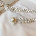 Large Pearl Waist Chain Women's Elastic Belt with Diamond Decoration All-match QUANYIN. 