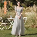 Lease Bridesmaid Dress 2024 Spring and Summer New Sisters Group Gray Wedding Clothes Banquet Dress Wedding Fairy MM. 