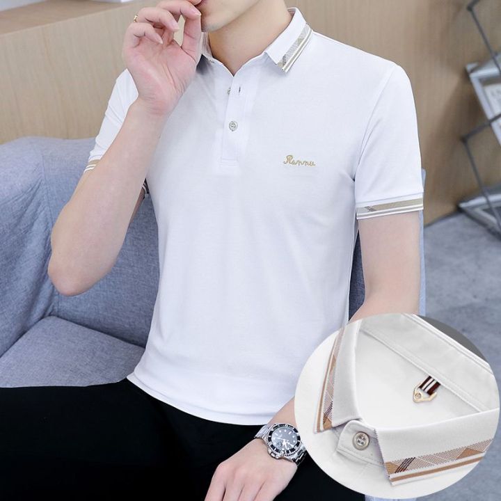 2024%20Summer%20New%20Men's%20Lapel%20Thin%20Slim-Fit%20Short%20Sleeve%20T%20T-shirt%20ins%20Trendy%20polo%20Shirt%20with%20Collar%20Menswear%20Clothing%20-%20Image%204