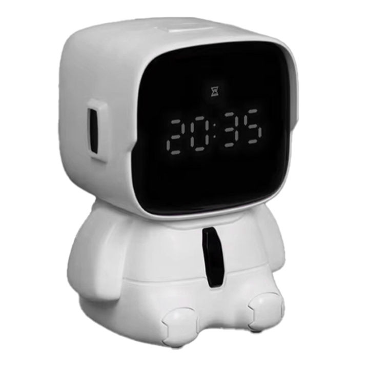 Cartoon Big Head Robot Digital Alarm Clock 12/24H Snooze Countdown ...