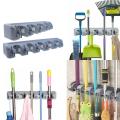 Multi-Functional Wall Mounted Mop Holder and Broom Hook Plastic Storage Rack for Bathroom Kitchen Laundry Room and Cleaning Supplies. 