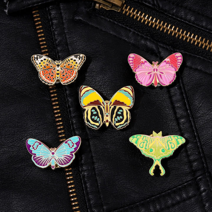 1PC/5PCS Fashion Cartoon Cute Exquisite Colorful Butterfly Insect Enamel Brooch Lovers Badge Gift Clothing Bag Accessories