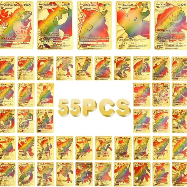 pokemon cards golden English Pokemon Cards English Version Vstar VMAX EX GX MEGA TAG TEAM Metal Gold Sliver Card Trainer Game Toy for Children GiftsParty Games Crafts