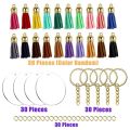 480Pcs Acrylic Keychain Blanks Tassels Clear Circle Blanks with Hole Key Rings with Chain Jump Rings for DIY Keychains. 
