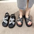 Large Size Women's Shoes Botton Width Fat Girl 35-43 Platform Roman Sandals 41 One-Suit Skirt Summer French Retro Beach Shoes 42. 